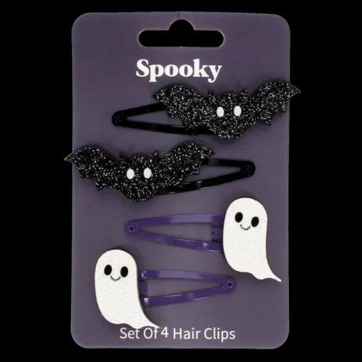Glitter hair clips (set of 4) - Spooky