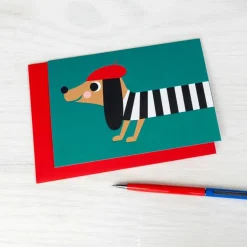 Greetings card - Dog in beret