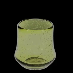 Hand blown bubble glass tumbler - Olive green