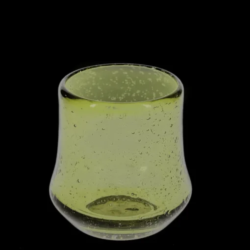 Hand blown bubble glass tumbler - Olive green