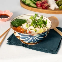Japanese porcelain ramen bowl 18cm - Flower