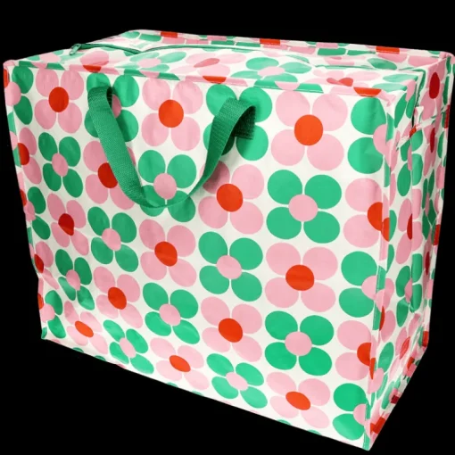 Jumbo storage bag - Pink and green Daisy