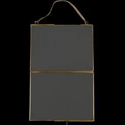 Landscape double sided glass and brass metal hanging frame (20 x 15cm)