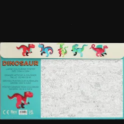 Large colouring poster with pencils - Baby Dinos