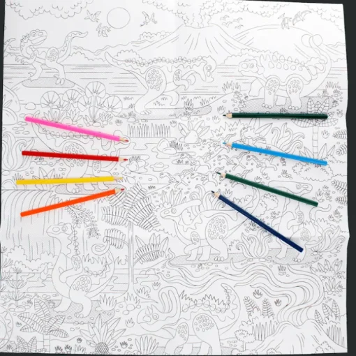 Large colouring poster with pencils - Baby Dinos