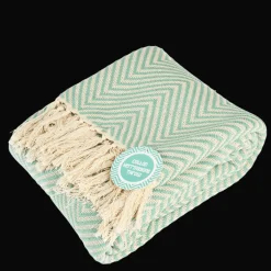 Large herringbone throw (225 x 150 cm) - Aqua