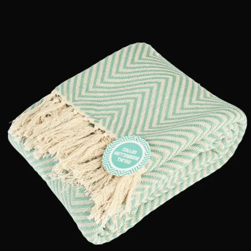 Large herringbone throw (225 x 150 cm) - Aqua