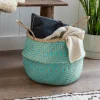 Large seagrass belly basket - Turquoise