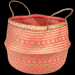 Large seagrass belly basket - Coral