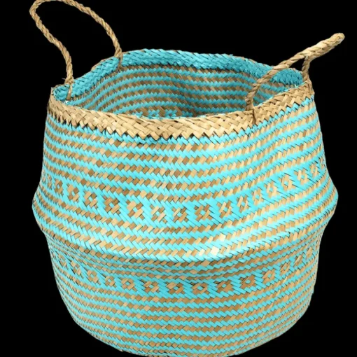 Large seagrass belly basket - Turquoise
