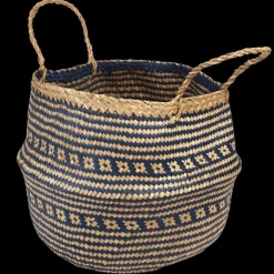 Large seagrass belly basket - Navy blue