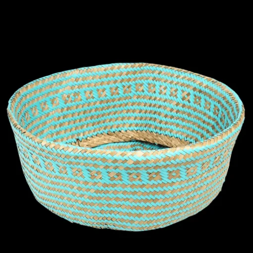 Large seagrass belly basket - Turquoise