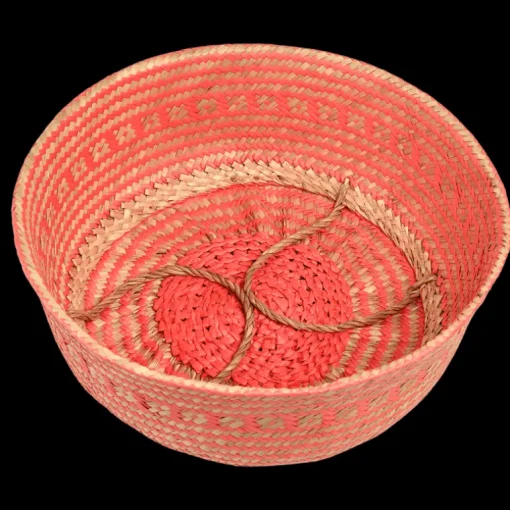 Large seagrass belly basket - Coral