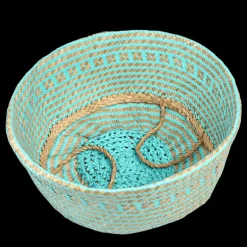 Large seagrass belly basket - Turquoise