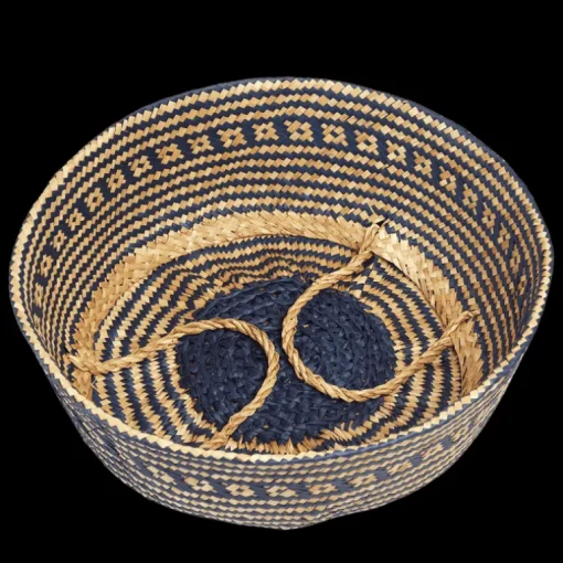 Large seagrass belly basket - Navy blue