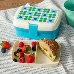 Lunch box with tray - Blue and green Daisy
