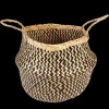 Medium seagrass belly basket - Black zigzag