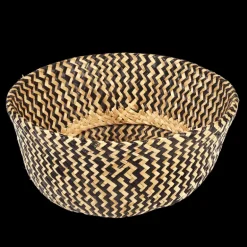 Medium seagrass belly basket - Black zigzag