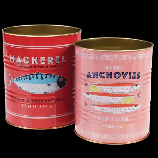 Medium storage tins (set of 2) - Fish MACKEREL & ANCHOVIES