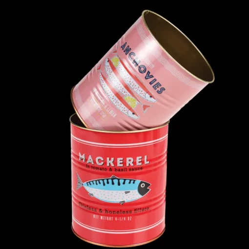 Medium storage tins (set of 2) - Fish MACKEREL & ANCHOVIES