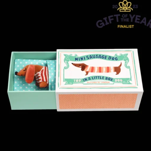 Mini sausage dog in a little box - Sausage Dog soft toy