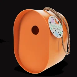 Oval bamboo fibre birdhouse - Orange