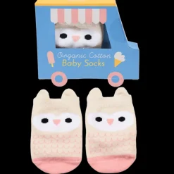 Pair of baby socks - Pink owl