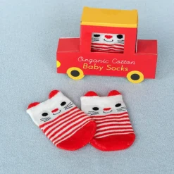 Pair of baby socks - Red cat