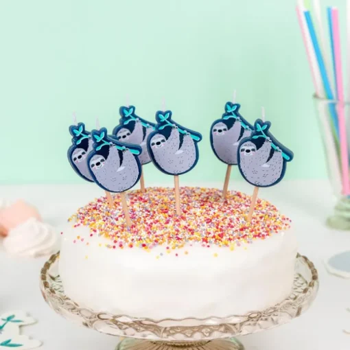 Party cake candles (set of 6) - Sydney the Sloth