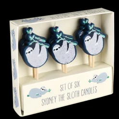 Party cake candles (set of 6) - Sydney the Sloth