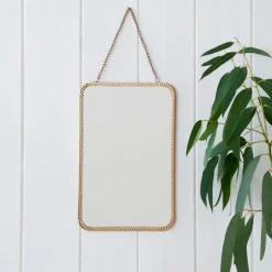 Rectangular hanging mirror (29cm x 19cm) - Gold tone