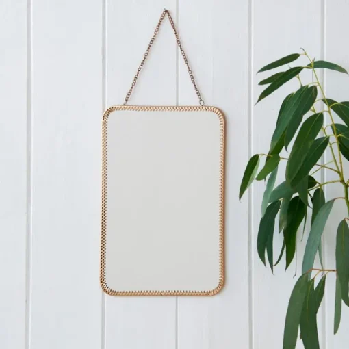 Rectangular hanging mirror (29cm x 19cm) - Gold tone