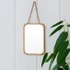 Rectangular hanging mirror (15.5cm x 10.5cm) - Gold tone