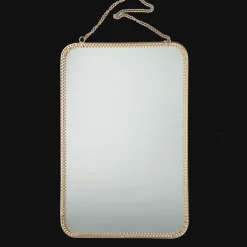 Rectangular hanging mirror (29cm x 19cm) - Gold tone