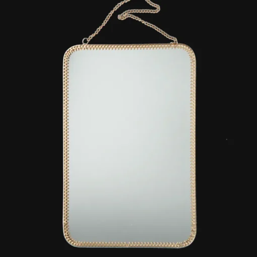 Rectangular hanging mirror (29cm x 19cm) - Gold tone