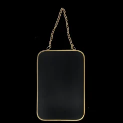 Rectangular hanging mirror (15.5cm x 10.5cm) - Gold tone