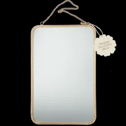 Rectangular hanging mirror (29cm x 19cm) - Gold tone