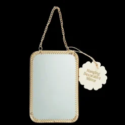 Rectangular hanging mirror (15.5cm x 10.5cm) - Gold tone