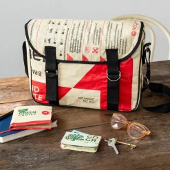 Recycled cement bag courier satchel