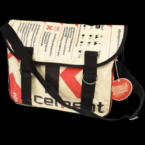 Recycled cement bag courier satchel