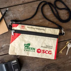 Recycled cement bag travel pouch