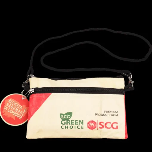 Recycled cement bag travel pouch