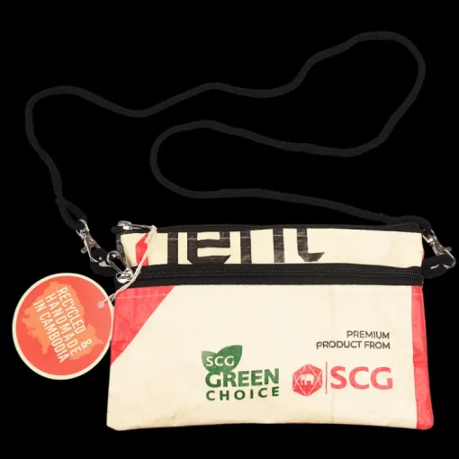 Recycled cement bag travel pouch