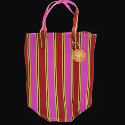 Recycled woven shopping bag - Yellow, pink, red