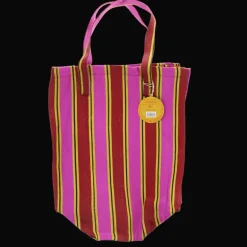 Recycled woven shopping bag - Yellow, pink, red