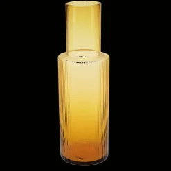 Retro ribbed glass carafe 850ml - Amber