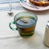Retro ribbed glass mug 400ml - Green