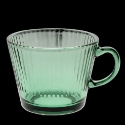 Retro ribbed glass mug 400ml - Green