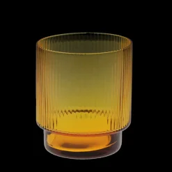 Retro ribbed glass tumbler 325ml - Amber
