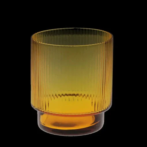 Retro ribbed glass tumbler 325ml - Amber